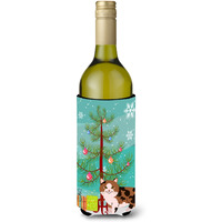 "Caroline's Treasures Manx Cat Merry Christmas Tree Wine Bottle Beverage Insulator Hugger, 750 ml, Multicolor"