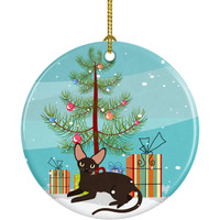 "Caroline's Treasures Peterbald Cat Merry Christmas Tree Ceramic Ornament, Multicolor"