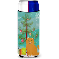 "Caroline's Treasures Scottish Fold Cat Merry Christmas Tree Michelob Ultra Hugger For Slim Cans, Slim Can, Multicolor"