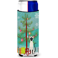 "Caroline's Treasures Siamese Cat Merry Christmas Tree Michelob Ultra Hugger For Slim Cans, Slim Can, Multicolor"