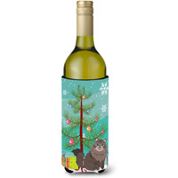 "Caroline's Treasures Siberian Cat Merry Christmas Tree Wine Bottle Beverage Insulator Hugger, 750 ml, Multicolor"