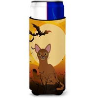 "Caroline's Treasures Halloween Abyssinian Cat Michelob Ultra Hugger For Slim Cans, Slim Can, Multicolor"