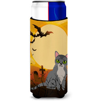"Caroline's Treasures Halloween Asian Cat Michelob Ultra Hugger For Slim Cans, Slim Can, Multicolor"