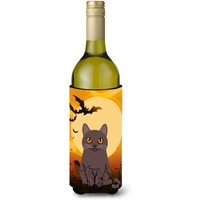 "Caroline's Treasures Halloween Chartreus Cat Wine Bottle Beverage Insulator Hugger, 750 ml, Multicolor"
