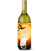 "Caroline's Treasures Halloween Foreign White Cat Wine Bottle Beverage Insulator Hugger, 750 ml, Multicolor"