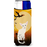 "Caroline's Treasures Halloween Foreign White Cat Michelob Ultra Hugger For Slim Cans, Slim Can, Multicolor"