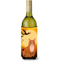 "Caroline's Treasures Halloween Maine Coon Cat Wine Bottle Beverage Insulator Hugger, 750 ml, Multicolor"