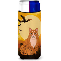 "Caroline's Treasures Halloween Maine Coon Cat Michelob Ultra Hugger For Slim Cans, Slim Can, Multicolor"