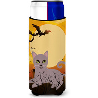 "Caroline's Treasures Halloween Russian Blue Cat Michelob Ultra Hugger For Slim Cans, Slim Can, Multicolor"