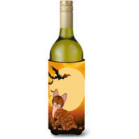 "Caroline's Treasures Halloween Skokie Cat Wine Bottle Beverage Insulator Hugger, 750 ml, Multicolor"