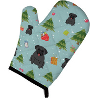 "Caroline's Treasures BB4666OVMT Christmas Pug Black Oven Mitt, 12"" by 8.5"", Multicolor"