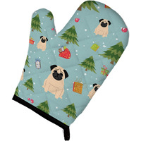 "Caroline's Treasures BB4668OVMT Christmas Pug Fawn Oven Mitt, 12"" by 8.5"", Multicolor"