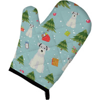 "Caroline's Treasures BB4713OVMT Christmas Miniature Schanuzer White Oven Mitt, 12"" by 8.5"", Multicolor"