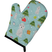 "Caroline's Treasures BB4750OVMT Christmas Bedlington Terrier Blue Oven Mitt, 12"" by 8.5"", Multicolor"