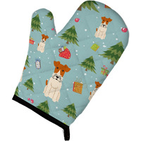 "Caroline's Treasures BB4761OVMT Christmas Wire Fox Terrier Oven Mitt, 12"" by 8.5"", Multicolor"