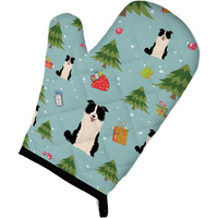 "Caroline's Treasures BB4778OVMT Christmas Border Collie Black White Oven Mitt, 12"" by 8.5"", Multicolor"