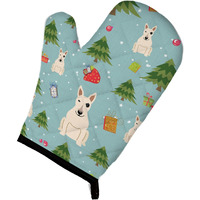 "Caroline's Treasures BB4798OVMT Christmas Bull Terrier White Oven Mitt, 12"" by 8.5"", Multicolor"