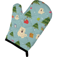 "Caroline's Treasures BB4800OVMT Christmas Chow White Oven Mitt, 12"" by 8.5"", Multicolor"