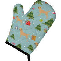 "Caroline's Treasures BB4813OVMT Christmas Border Terrier Oven Mitt, 12"" by 8.5"", Multicolor"
