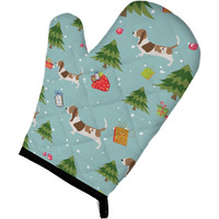 "Caroline's Treasures BB4826OVMT Christmas Basset Hound Oven Mitt, 12"" by 8.5"", Multicolor"