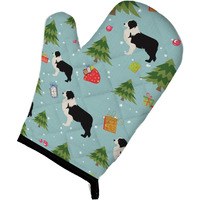 "Caroline's Treasures BB4847OVMT Christmas Black Border Collie Oven Mitt, 12"" by 8.5"", Multicolor"
