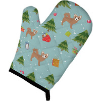 "Caroline's Treasures BB4928OVMT Christmas Longhair Tan White Chihuahua Oven Mitt, 12"" by 8.5"", Multicolor"