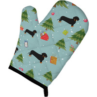 "Caroline's Treasures BB4941OVMT Christmas Black Tan Dachshund Oven Mitt, 12"" by 8.5"", Multicolor"