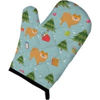"Caroline's Treasures BB4972OVMT Christmas Red Pomeranian Oven Mitt, 12"" by 8.5"", Multicolor"