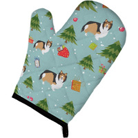 "Caroline's Treasures BB4980OVMT Christmas Sheltie Shetland Sheepdog Oven Mitt, 12"" by 8.5"", Multicolor"