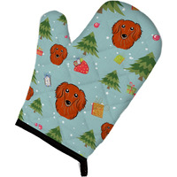 "Caroline's Treasures BB5003OVMT Christmas Longhair Red Dachshund Oven Mitt, 12"" by 8.5"", Multicolor"