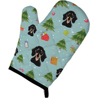 "Caroline's Treasures BB5004OVMT Christmas Smooth Black and Tan Dachshund Oven Mitt, 12"" by 8.5"", Multicolor"
