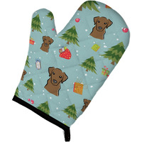 "Caroline's Treasures BB5023OVMT Christmas Chocolate Labrador Oven Mitt, 12"" by 8.5"", Multicolor"