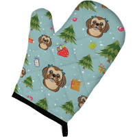 "Caroline's Treasures BB5038OVMT Christmas Chocolate Brown Shih Tzu Oven Mitt, 12"" by 8.5"", Multicolor"