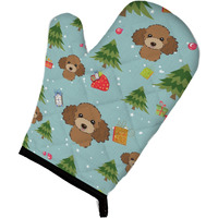 "Caroline's Treasures BB5045OVMT Christmas Chocolate Brown Poodle Oven Mitt, 12"" by 8.5"", Multicolor"