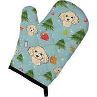 "Caroline's Treasures BB5047OVMT Christmas Buff Poodle Oven Mitt, 12"" by 8.5"", Multicolor"