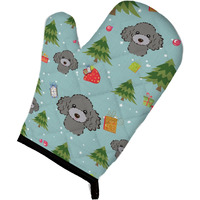 "Caroline's Treasures BB5048OVMT Christmas Silver Gray Poodle Oven Mitt, 12"" by 8.5"", Multicolor"