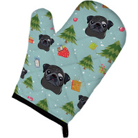"Caroline's Treasures BB5052OVMT Christmas Black Pug Oven Mitt, 12"" by 8.5"", Multicolor"