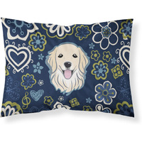 Blue Flowers Golden Retriever Fabric Standard Pillowcase