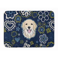 "Caroline's Treasures Blue Flowers Golden Retriever Floor Mat, 19"" x 27"", Multicolor"