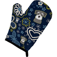 "Caroline's Treasures Blue Flowers Schnauzer, Large, multicolor oven mitt"