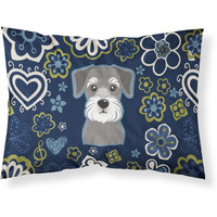 Blue Flowers Schnauzer Fabric Standard Pillowcase
