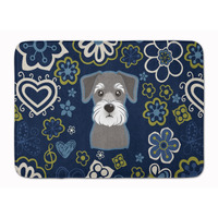 "Caroline's Treasures Blue Flowers Schnauzer Floor Mat, 19"" x 27"", Multicolor"