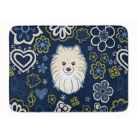 "Caroline's Treasures Blue Flowers Pomeranian Floor Mat, 19"" x 27"", Multicolor"