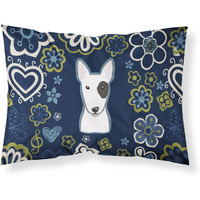 Blue Flowers Bull Terrier Fabric Standard Pillowcase