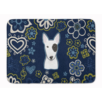 "Caroline's Treasures Blue Flowers Bull Terrier Floor Mat, 19"" x 27"", Multicolor"