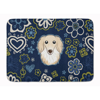 "Caroline's Treasures Blue Flowers Longhair Creme Dachshund Floor Mat, 19"" x 27"", Multicolor"