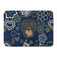 "Caroline's Treasures Flowers Longhair Black Tan Dachshund Floor Mat, 19"" x 27"", Multicolor"