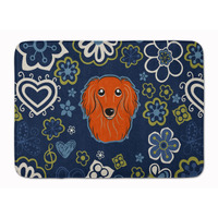 "Caroline's Treasures Blue Flowers Longhair Red Dachshund Floor Mat, 19"" x 27"", Multicolor"