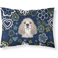 Blue Flowers Cocker Spaniel Fabric Standard Pillowcase