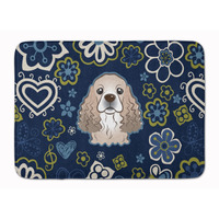 "Caroline's Treasures Blue Flowers Cocker Spaniel Floor Mat, 19"" x 27"", Multicolor"